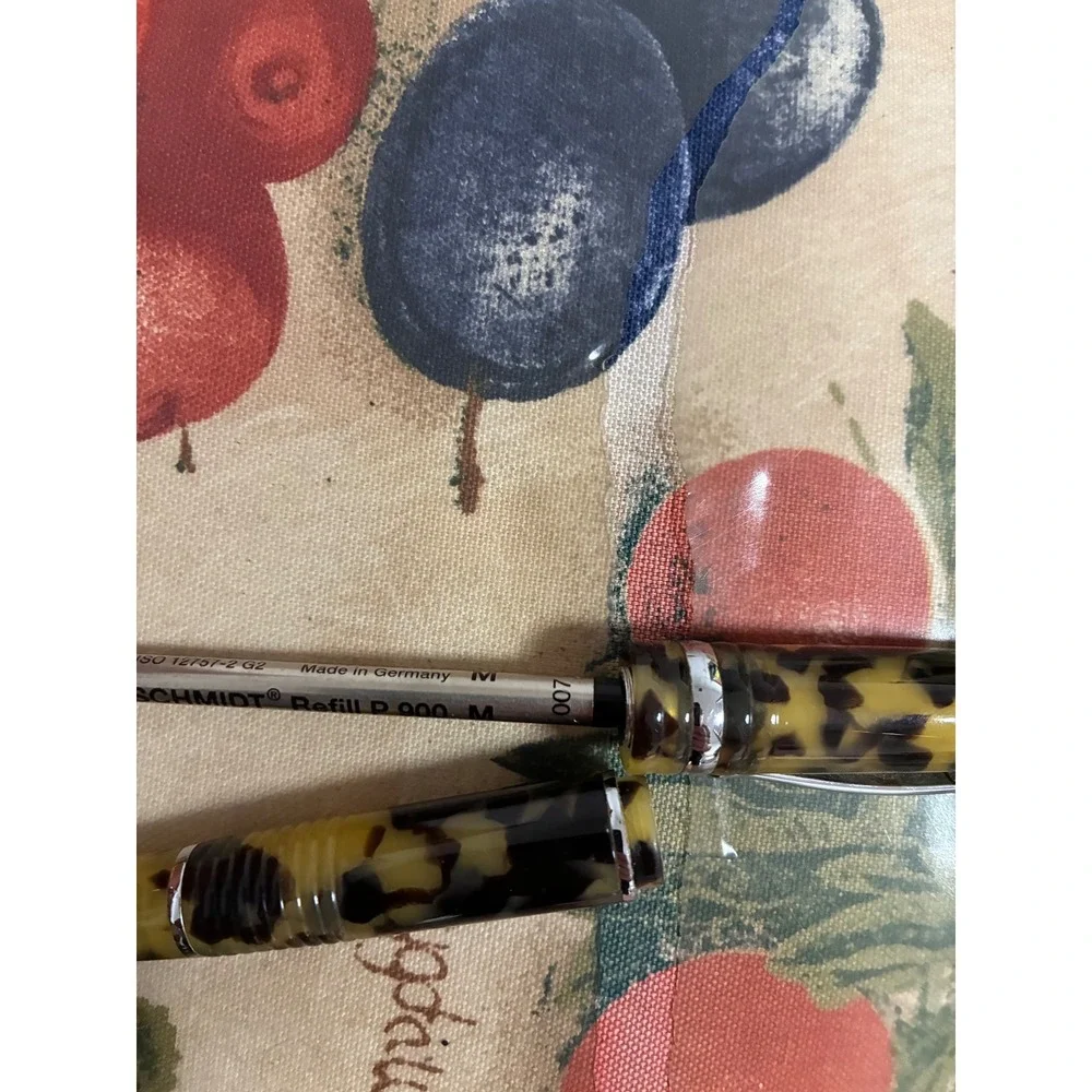 Libelle Yellow Tortoise Shell Resin BallpointPen Chrome Trim Schmidt P900 Refill